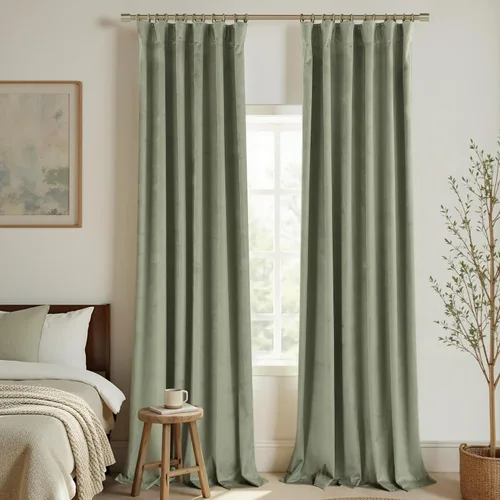 Miniatura 15 de Cortinas de terciopelo con trabilla trasera de 52 x 63 pulgadas de color naranja quemado de KOUFALL