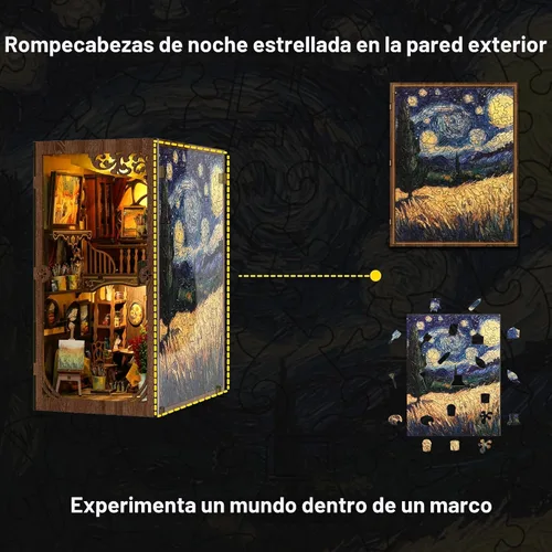 Miniatura 5 de Kit de Rincón de Libros para Adultos - Casa en Miniatura DIY con Luces LED - Kit de Manualidades de Rincón de Libros para Adultos con Rompecabezas