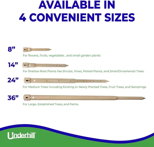 Miniatura 6 de Underhill Estacas de riego por goteo profundo de 36 pulgadas, caja de 4 picos de riego para palmeras y árboles de raíces profundas, tubos de piezas