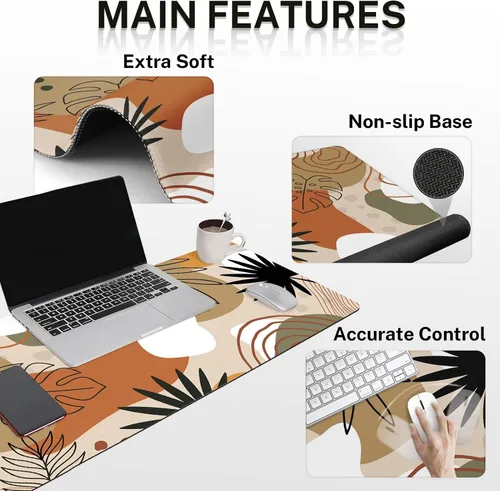 Miniatura 3 de Britimes Bohemian Plants - Juego de alfombrillas de mouse 4 en 1 grande + reposamuñecas para teclado+reposamuñecas de ratón+juego de posavasos