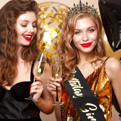 Miniatura 5 de TOBATOBA Banda de Cumpleaños Coronas de Cumpleaños para Mujeres Niñas, Decoraciones de Cumpleaños para Mujeres, Metal Diamante falso Cristal