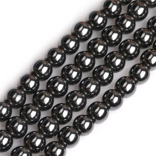 JOE FOREMAN Cuentas de hematita negra de 0.157 in para hacer joyas, piedras preciosas naturales semipreciosas, redondas de 15 pulgadas