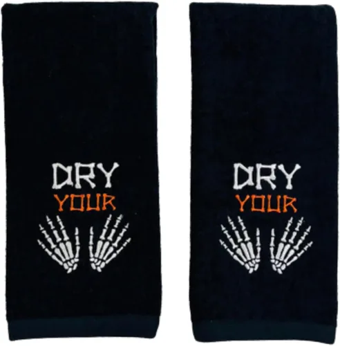 Miniatura 22 de Serafina Home Toallas de mano de baño de Halloween, fantasmas bordados, diseño Boo, juego de 2, color negro, 16 x 25 pulgadas