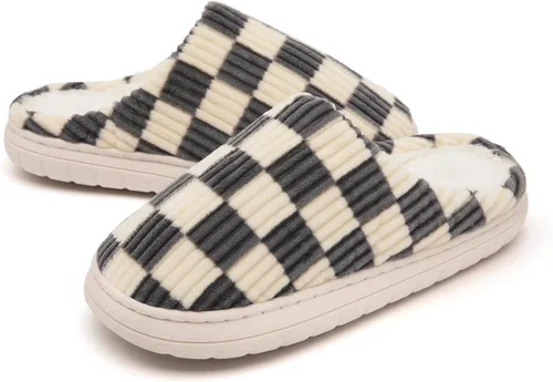 Miniatura 13 de Jaeynow Pantuflas mullidas para mujer en interiores, zapatos de casa unisex de espuma viscoelástica para hombre, zapatos de invierno cálidos