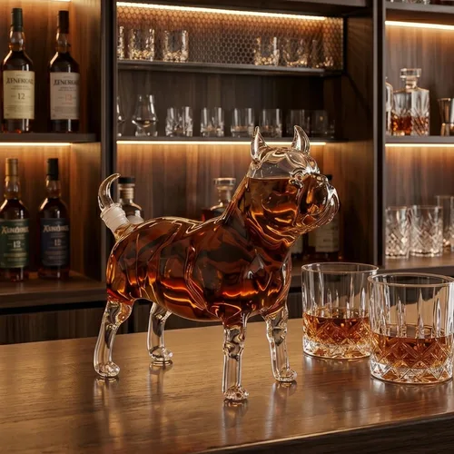 Miniatura 7 de French Bulldog & Pug - Decantador de whisky (16.9 fl oz) Jarra de vino, escocés y licor en forma de animal de primera calidad Utensilios de bar