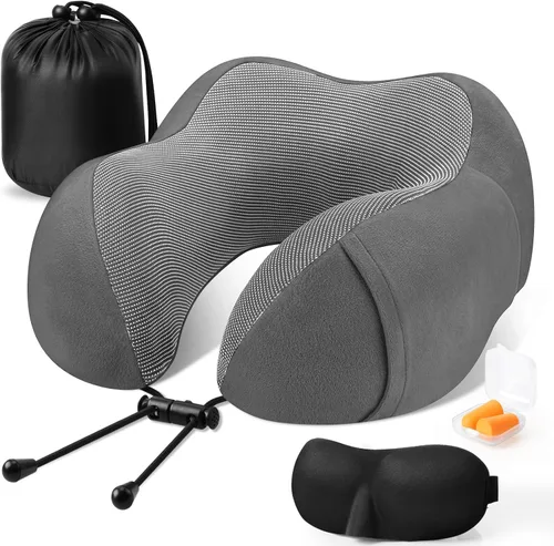 Miniatura 9 de CloudBliss Almohada de viaje de espuma viscoelástica de alta calidad, almohada cervical cómoda y de apoyo, almohadas cervicales para viajar