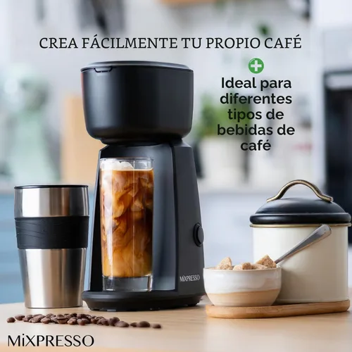 Miniatura 6 de Mixpresso Cafetera Personal de Una Sola Porción y Taza de Viaje de 14oz, Cafetera Pequeña de Goteo y Termo, Apagado Automático y Filtro Negro