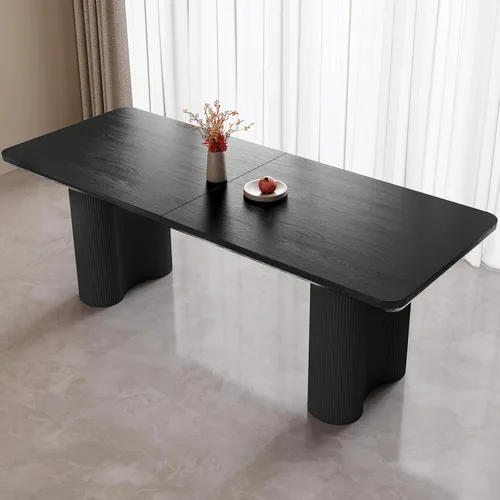 Miniatura 18 de Mesa de Comedor Rectangular de 63" con 6 Sillas, Mesa de Cocina Moderna Blanca con Juego de Sillas para Sala de Estar, Comedor y Cocina Blanco-A
