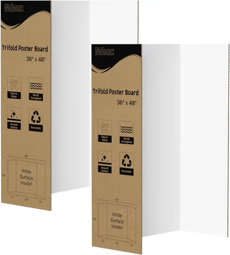 Miniatura 10 de Ndsox Paquete de 4 tableros de póster triples blancos de 36 x 48 pulgadas, cartón corrugado grande, para presentaciones de negocios, pósterboard