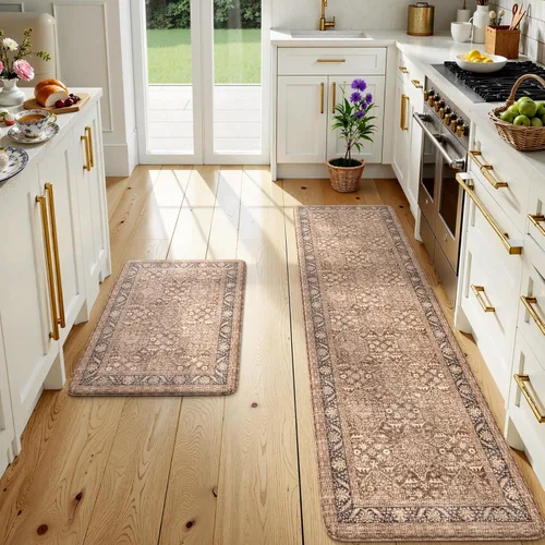 Miniatura 55 de KIMODE Alfombra de Cocina Antifatiga 2 Piezas, Alfombras de Cocina Antideslizantes e Impermeables, Alfombra de Cocina de Estilo Rústico en Gris