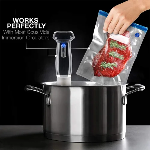 Miniatura 4 de VICARKO 30 bolsas con cremallera al vacío, bolsas selladoras al vacío, almacenamiento de alimentos, bolsas reutilizables, con doble capa, sin BPA