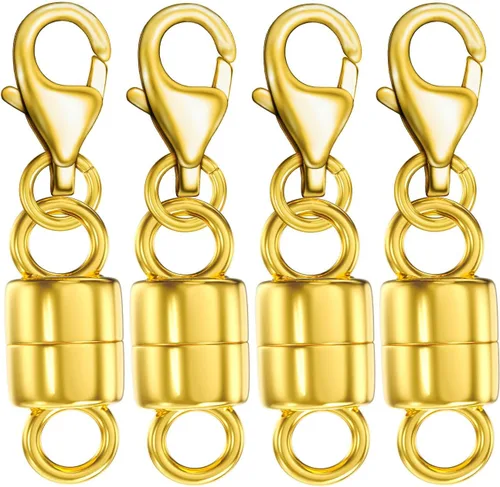 Miniatura 11 de Dailyacc Collar magnético de langosta Cierres y cierres de seguridad de oro de 14 quilates y plata convertidores de joyería para pulseras y extensor
