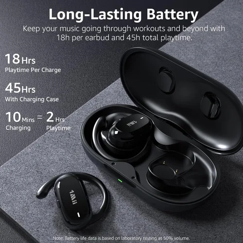 Miniatura 5 de 1Mii Auriculares E35 de oreja abierta, auriculares Bluetooth 6.0 verdaderamente inalámbricos, ganchos ajustables para todas las formas de oído