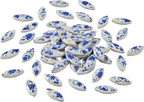 Miniatura 24 de 70 Piezas de Azulejos de Mosaico de Pétalos, Azulejos Cerámicos a Granel, Suministros de Piezas Cerámicas Manchadas, Kit de Piezas de Cerámica