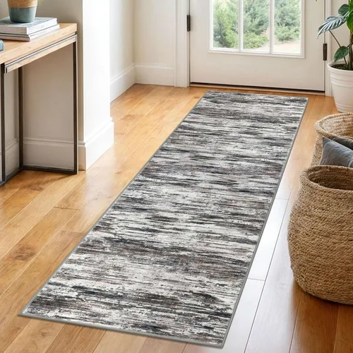 Miniatura 129 de SIILOOM 2 x 3 Alfombra moderna y abstracta para entrada, alfombra neutra azul marino gris multicolor súper suave de área pequeña, alfombras lavables