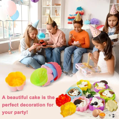 Miniatura 6 de 36 PCS Moldes para Hornear en Forma de Flor de Silicona Grado Alimenticio Antiadherente Mini Bandejas para Cupcakes, Pudines, Chocolates