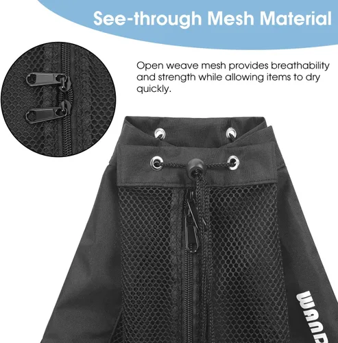 Miniatura 5 de WANDF Bolsa de Natación Mochila de Malla con Cordón Mochila de Playa para Natación, Gimnasio y Equipo de Entrenamiento