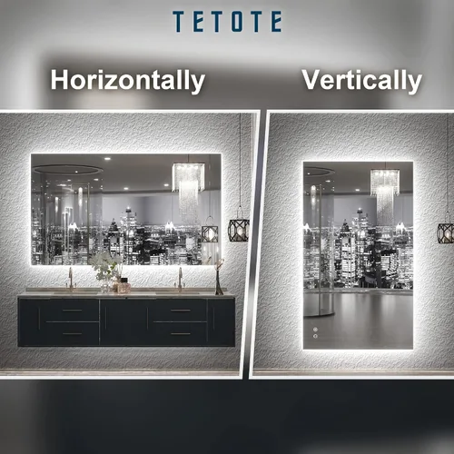 Miniatura 8 de TETOTE - Espejo retroiluminado para baño con luz, botón táctil regulable y función antivaho (horizontal o vertical)