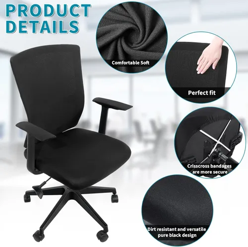 Miniatura 4 de Tatuo Funda para silla de computadora, funda de asiento de oficina con reposabrazos y respaldo, protector elástico elástico para silla giratorio