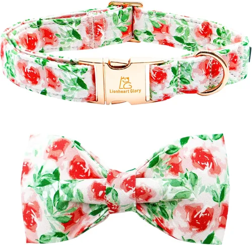 Miniatura 11 de Lionheart glory Collar de lazo para perro para el día de San Valentín, collar de perro para perros grandes, collares de perro con corazones con A