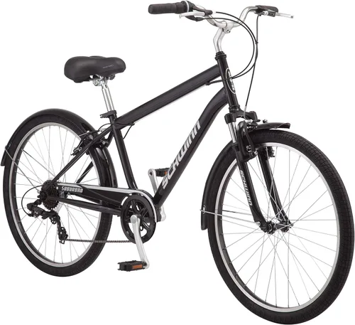 Schwinn Suburban Bicicleta de confort para adultos, hombres y mujeres, ruedas de 26 pulgadas, transmisión de 7 velocidades, marco de aluminio de 16