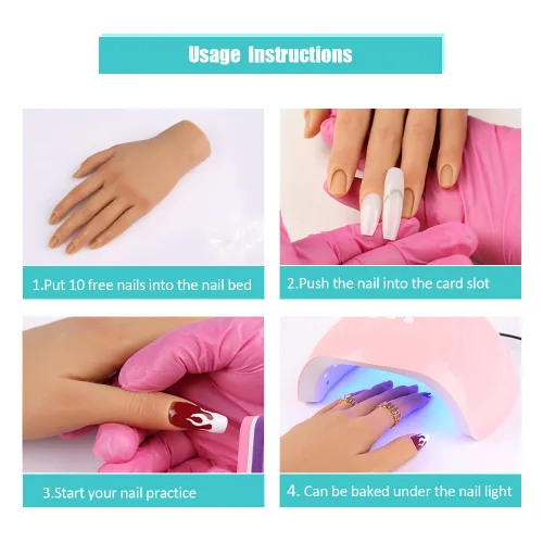 Miniatura 6 de Mano de práctica de silicona para uñas acrílicas, manos falsas para practicar uñas postizas, mano de maniquí para práctica de uñas y arte de uñas