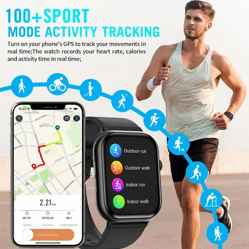 Miniatura 5 de Relojes inteligentes para hombres y mujeres (respuesta/hacer llamadas), 2.01 pulgadas, pantalla HD, reloj de seguimiento de actividad física