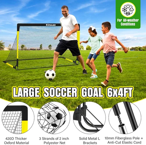 Miniatura 3 de Juego de portería de fútbol infantil para patio trasero – 2 porterías de fútbol de 6 x 4 pies, equipo de entrenamiento, red de fútbol para niños