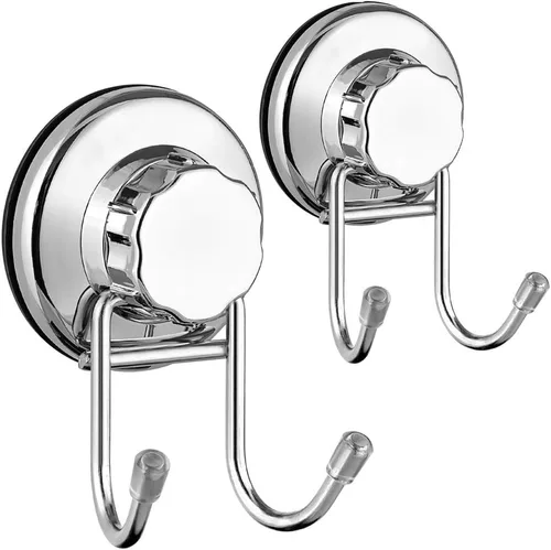 Miniatura 2 de SANNO Ganchos de succión dobles, acero inoxidable, organizador de ducha con ventosa, carritos de baño, almohadillas adhesivas, estante profundo