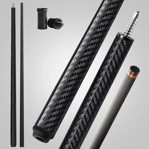 Taco de piscina de fibra de carbono, eje de fibra de carbono premium, palos de billar Pro Taper con punta multicapa, agarre sin envoltura, junta de