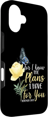 Miniatura 3 de iPhone 16 Christian Bible Verse Butterfly Rose Flower Jeremiah 29:11 Case