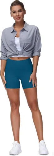 Miniatura 6 de THE GYM PEOPLE - Pantalones cortos de yoga para mujer, con cintura alta, control de abdomen y bolsillos profundos, para gimnasia, entrenamiento