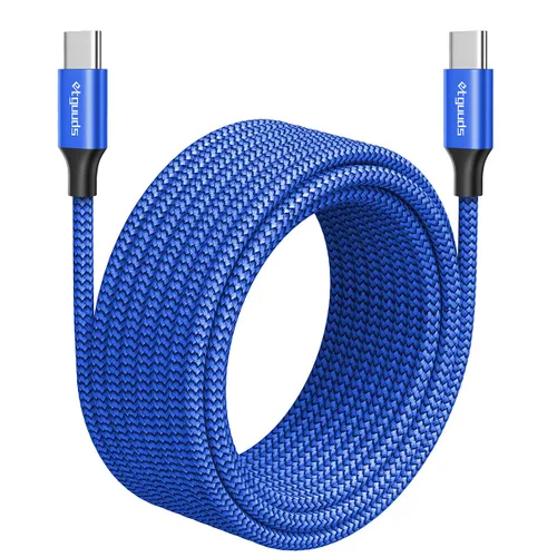 Miniatura 12 de etguuds Cable USB-C a USB-C extralargo - 16 pies/16.4 ft PD 60 W carga rápida, cable de carga de nailon trenzado doble duradero 2.0 - Negro
