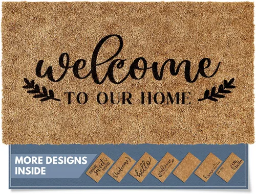 Miniatura 14 de Barnyard Designs Felpudo de bienvenida para exteriores, alfombra grande de entrada para puerta principal, marrón (Home Sweet Home, 30" x 17")