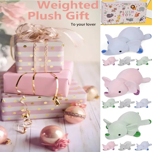 Miniatura 7 de WeBingo Animales de peluche de elefante con peso de 24 pulgadas, 4.2 libras, felpa azul con peso para niños, adultos, niños y niñas, lindo juguete
