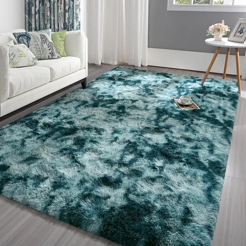 Miniatura 12 de Pettop Alfombra de Área Esponjosa Azul Marino para Dormitorio Sala de Estar, 4x6 Pies Alfombras Suaves de Felpa Mullidas y Peludas para Niñas Niños