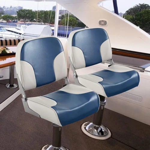 Miniatura 6 de Goplus Asientos para barco con respaldo bajo/alto, asiento plegable para barco con tornillos de acero inoxidable y bisagras de aluminio, acolchado