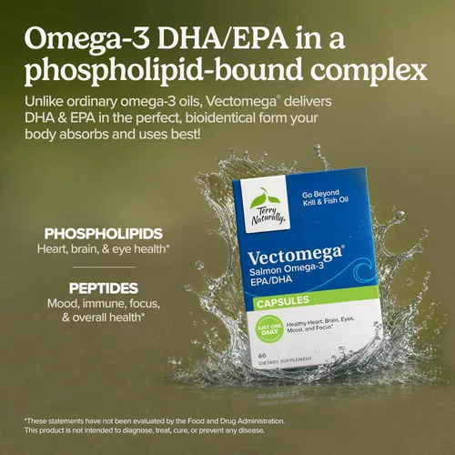 Miniatura 3 de Terry Naturally Vectomega - 60 cápsulas - Omega-3 de salmón, incluyendo EPA y DHA - Sin OMG, sin gluten - 60 porciones