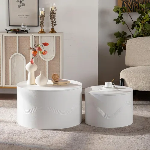 Miniatura 21 de KEVINSPACE Mesa auxiliar redonda pequeña para sala de estar, mesa auxiliar circular de madera, mesita de noche para apartamento, dormitorio, Ø 23.4