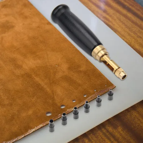 Miniatura 6 de Boyistar - Perforador de tornillo japonés, con mango de madera, herramienta ajustable de cuero para cinturones, correa de reloj, bolsos con 6