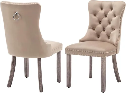 Miniatura 27 de Eifizek Juego de 2 Sillas de Comedor de Terciopelo, Sillas de Comedor Capitoné con Ribete de Tirador de Anillo con Tachuelas, Sillas de Comedor