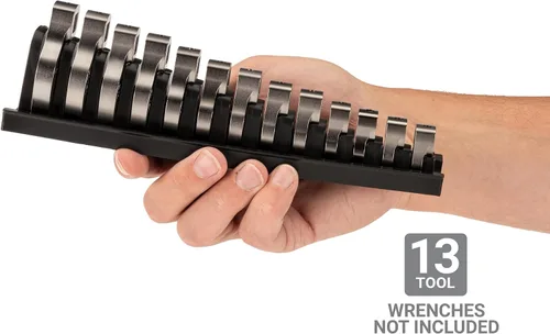 Miniatura 5 de TEKTON Organizador de llaves Crowfoot de 13 herramientas, 3/8 pulgadas, negro (5/16-1 pulgadas) ORG26113 Fabricado en Estados Unidos