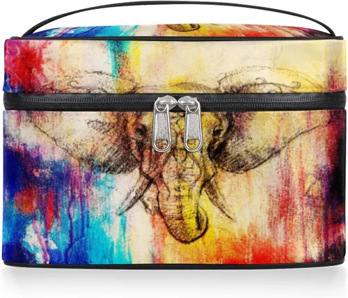 Bolsa de maquillaje grande de elefante para mujer, bolsa de cosméticos de viaje, bolsa de maquillaje portátil para botellas, pinceles, lápiz labial,