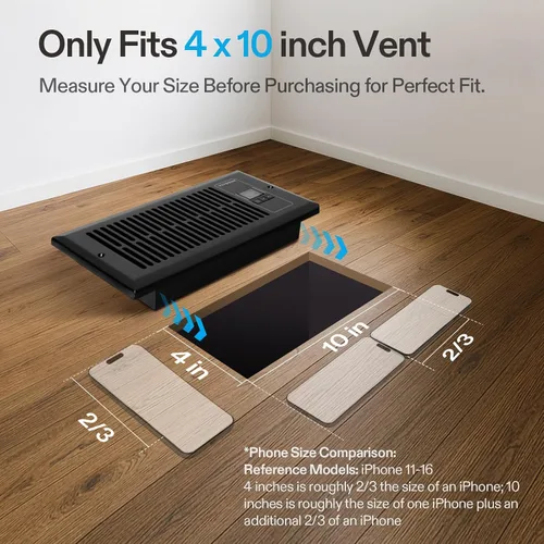 Miniatura 2 de VIVOSUN Ventilador silencioso de registro elevador, ventilación de registro inteligente con control de termostato, se adapta a agujeros de registro