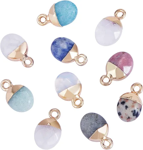 Miniatura 11 de Dije de corazón de piedras preciosas naturales curativas con piedras preciosas de cristal curativo con latón en tono platino, hallazgos para hacer
