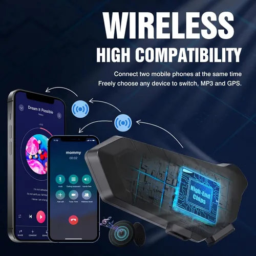 Miniatura 2 de Auriculares para casco de motocicleta FEYA con alta duración de batería, auriculares para casco IPX6, respuesta/llamada automática, control