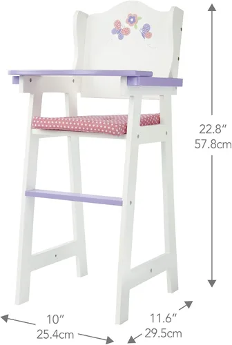 Miniatura 3 de Olivia's Little World - Silla alta para muñeca bebé princesa de lunares - Gris Blanco