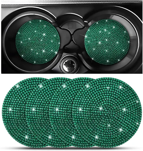 Miniatura 21 de Osilly – Portavasos para auto con brillantes, 2 unidades, diamantes de imitación, antideslizantes, portavasos universales de 2.75 pulgadas