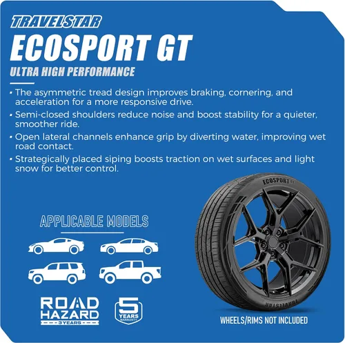 Miniatura 3 de Travelstar Ecosport GT - Juego de 4 neumáticos de pasajeros de ultra alto rendimiento 225/30R20 para todas las estaciones 225/30/20 225/30ZR20 XL