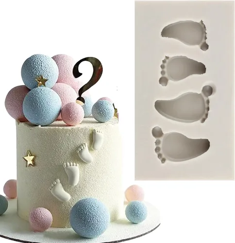 Molde de silicona con estampado de pies de bebé, molde de fondant de pie para decoración de tartas, decoración de cupcakes, pasta de goma de Estilo C